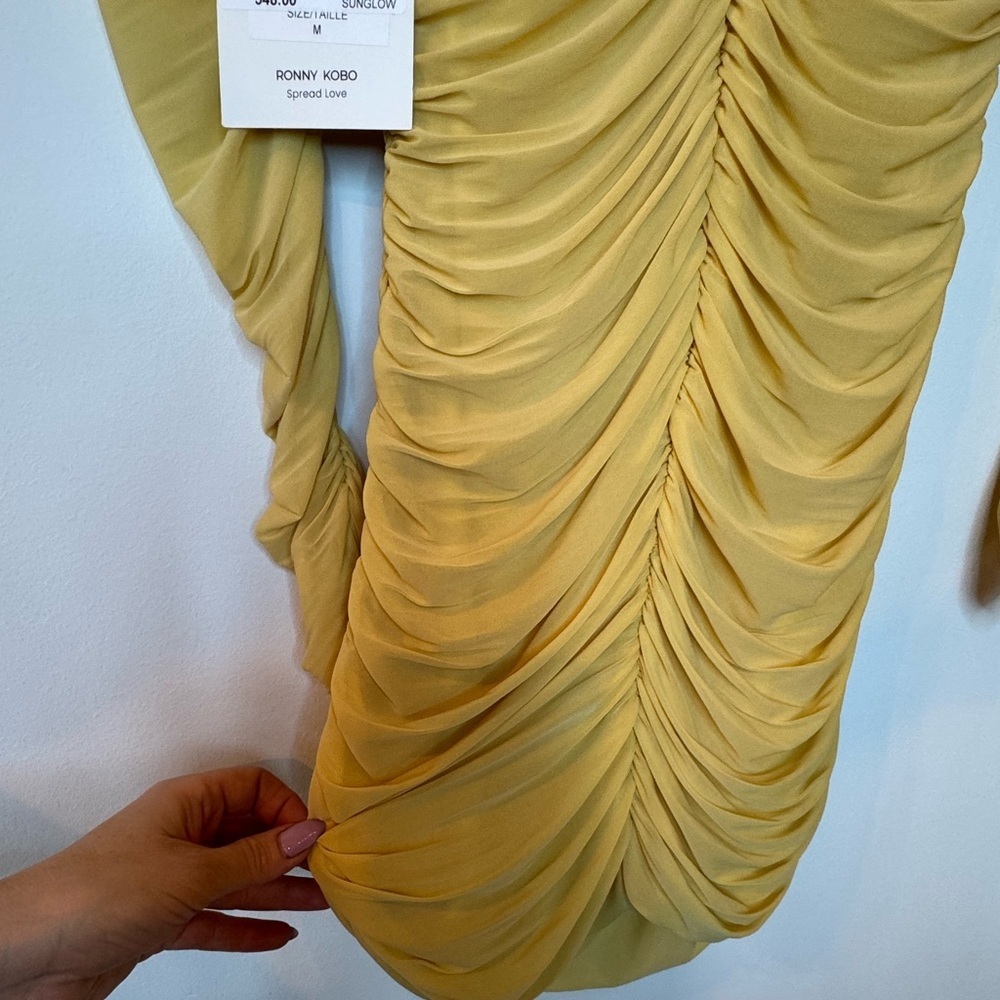 Ronny Kobo Yellow Rushed Dress – Brand New with Tags! - Picture 5 of 11